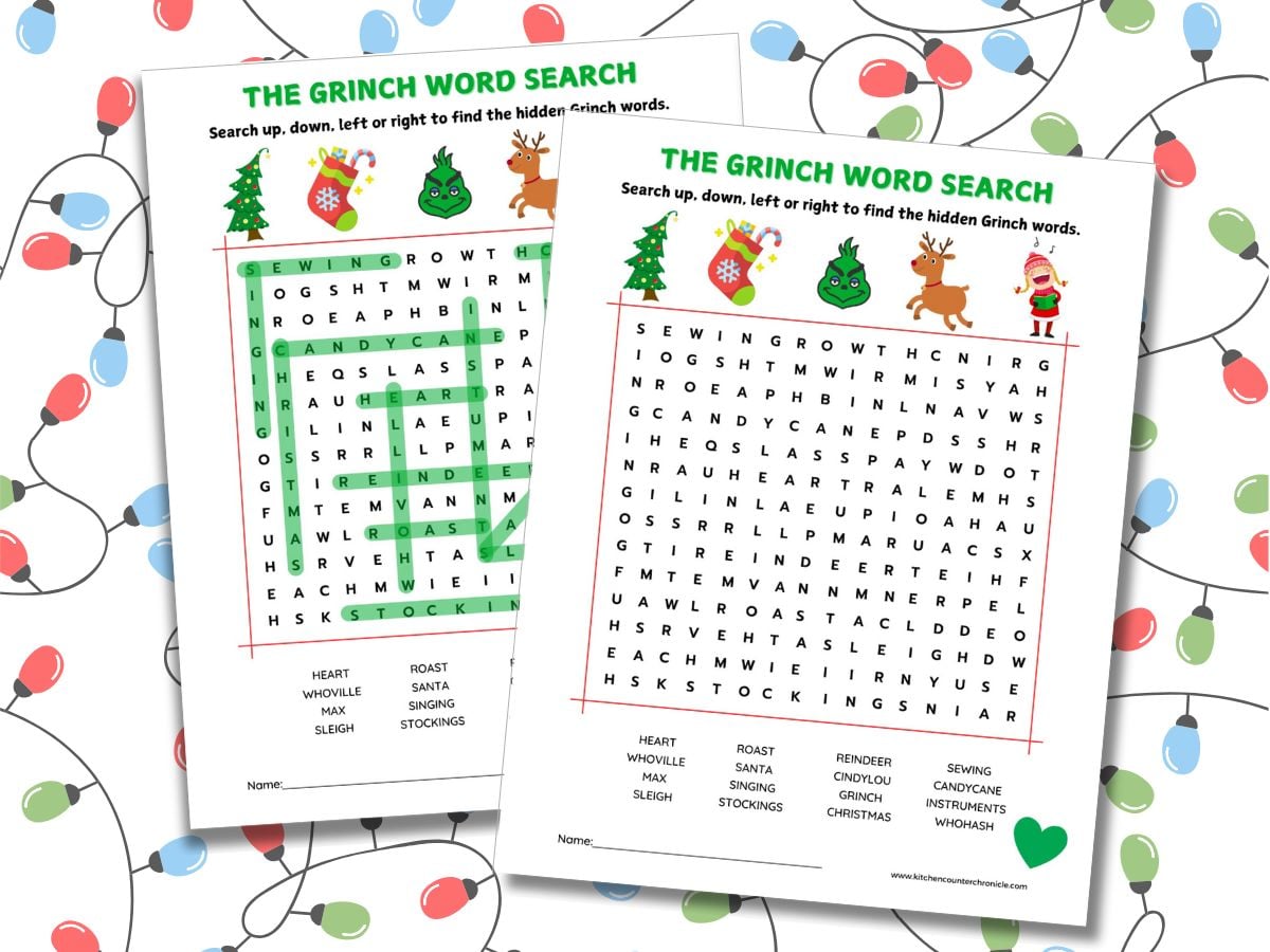 free printable the grinch word games